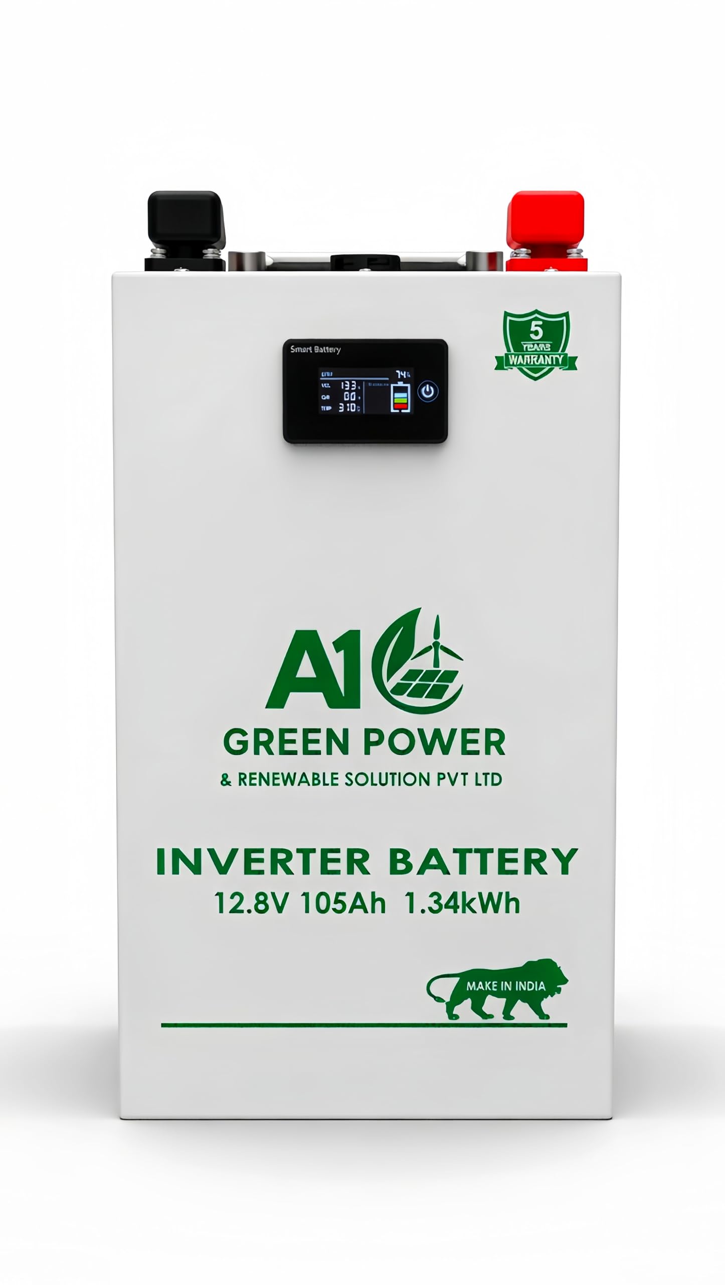 Home Inverter Battery || 12.8V-100AH || Advanced Hardware BMS Protection - A1 Green Power || Wall Mounted Lithium-ION Inverter Battery || Long Life & Fast Charging || 5 Years Warranty-image-44