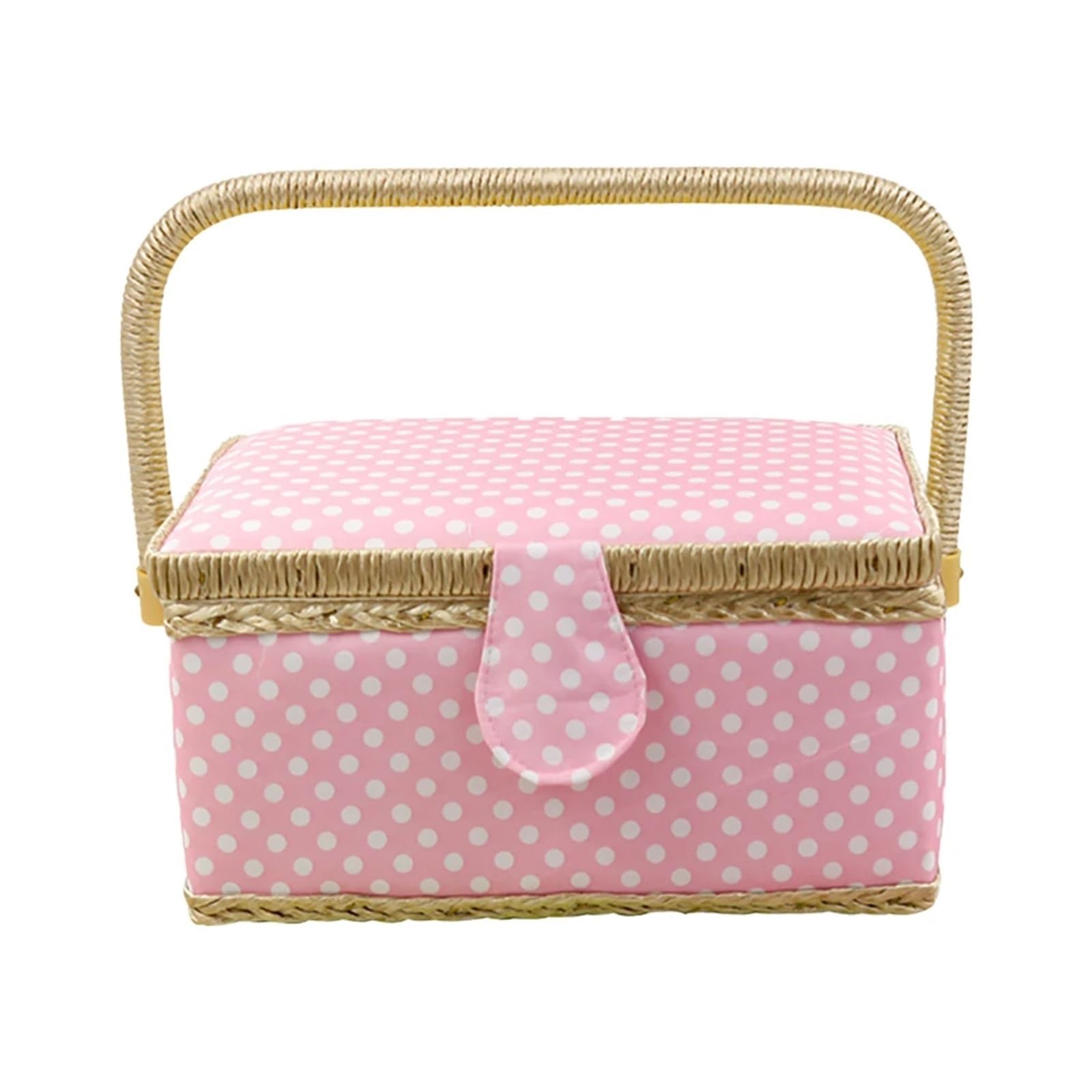 Sewing Box Basket Storage Organizer Knitting Embroidery Container Reusable for for Home(Pink)
