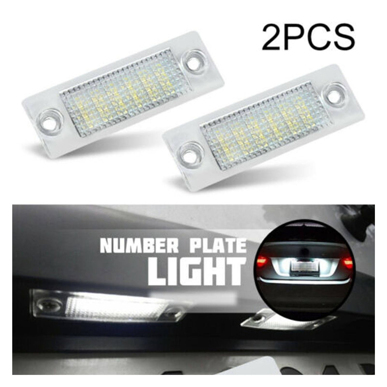 Luz LIGHT de placa de matrícula for coche, lámpara blanca Canbus superbrillante for Volkswagen Transporter T5 Caddy Touran Golf Passat, 2 uds.