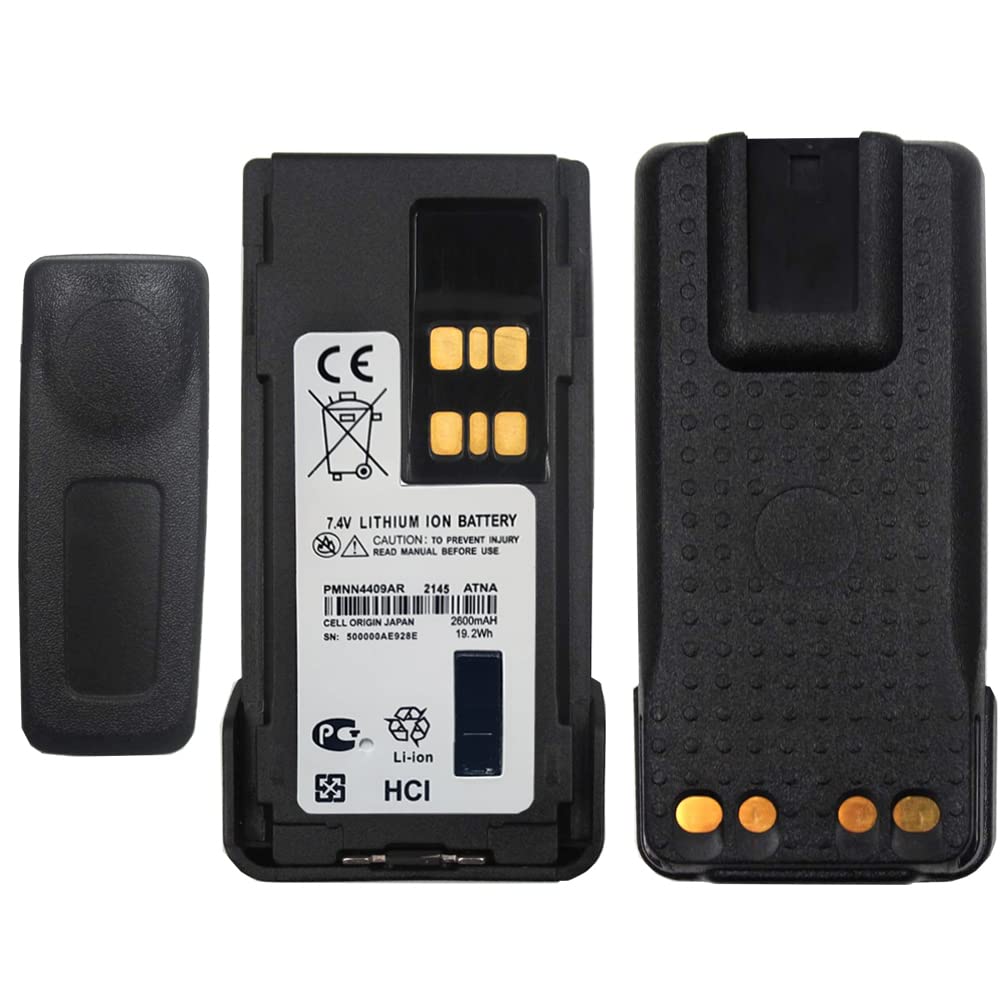 KITOOPS PMNN4409AR Walkie Talkie Battery 2600mAh 7.4V Li-ion Replacement Battery with Belt Clip for Motorola XPR7350 XPR3300 APX4000 XPR3300 XPR3500 XPR7550 DP4400 PMNN4448 Two Way Radio