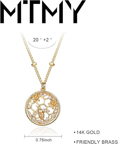Miniatura 4 de MTMY Collar con colgante de oro para mujer, chapado en oro de 14 quilates, serpiente, mariposa, abeja, colibrí, collar delicado, joyería simple y