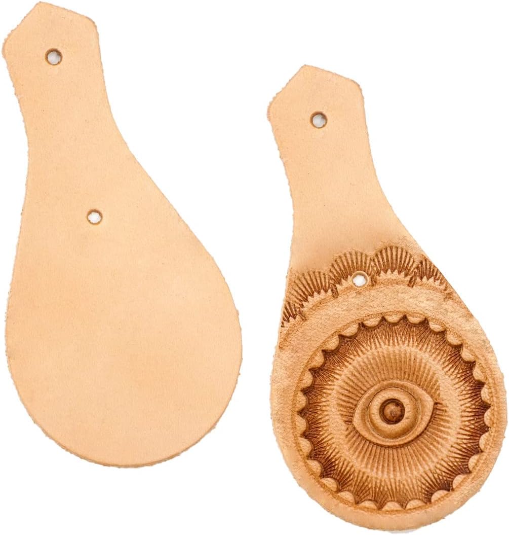 Springfield Leather Company 25 Pack Vegetable Tanned Blank Leather Key Fobs for Key Shains, Ornaments, Laser Engraving, Carving, and Stamping