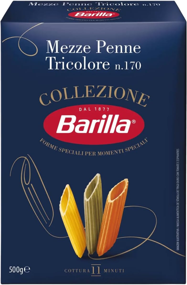 Pasta Collezione Tricolor Italy Mezze Penne Durum Wheat - 500Gram