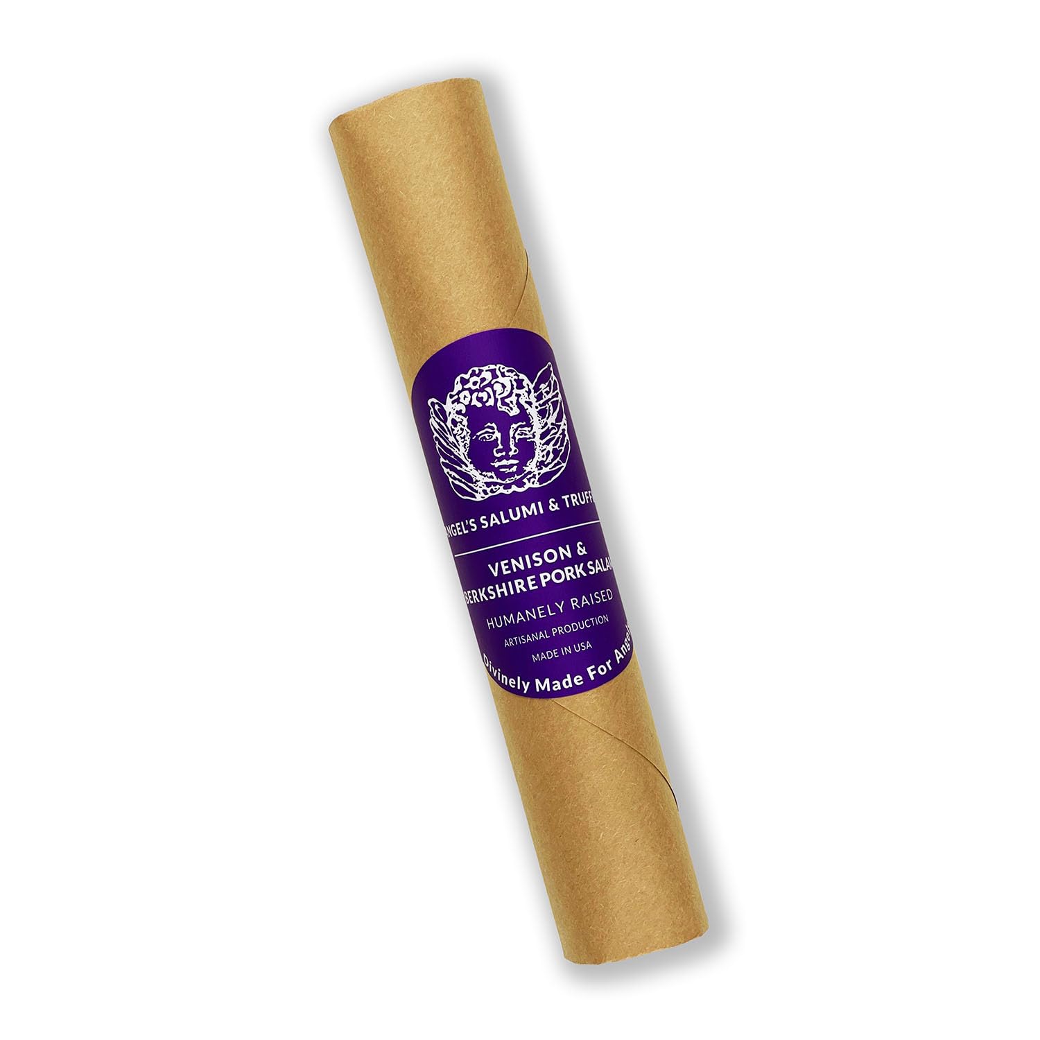 Angel's Salumi Venison & Berkshire Pork Salami – 5.5 oz Gourmet Artisanal Charcuterie – Humanely Raised, Vegetarian Fed, No Antibiotics, Hormones, MSG, Phosphates, or Added Nitrates/Nitrites