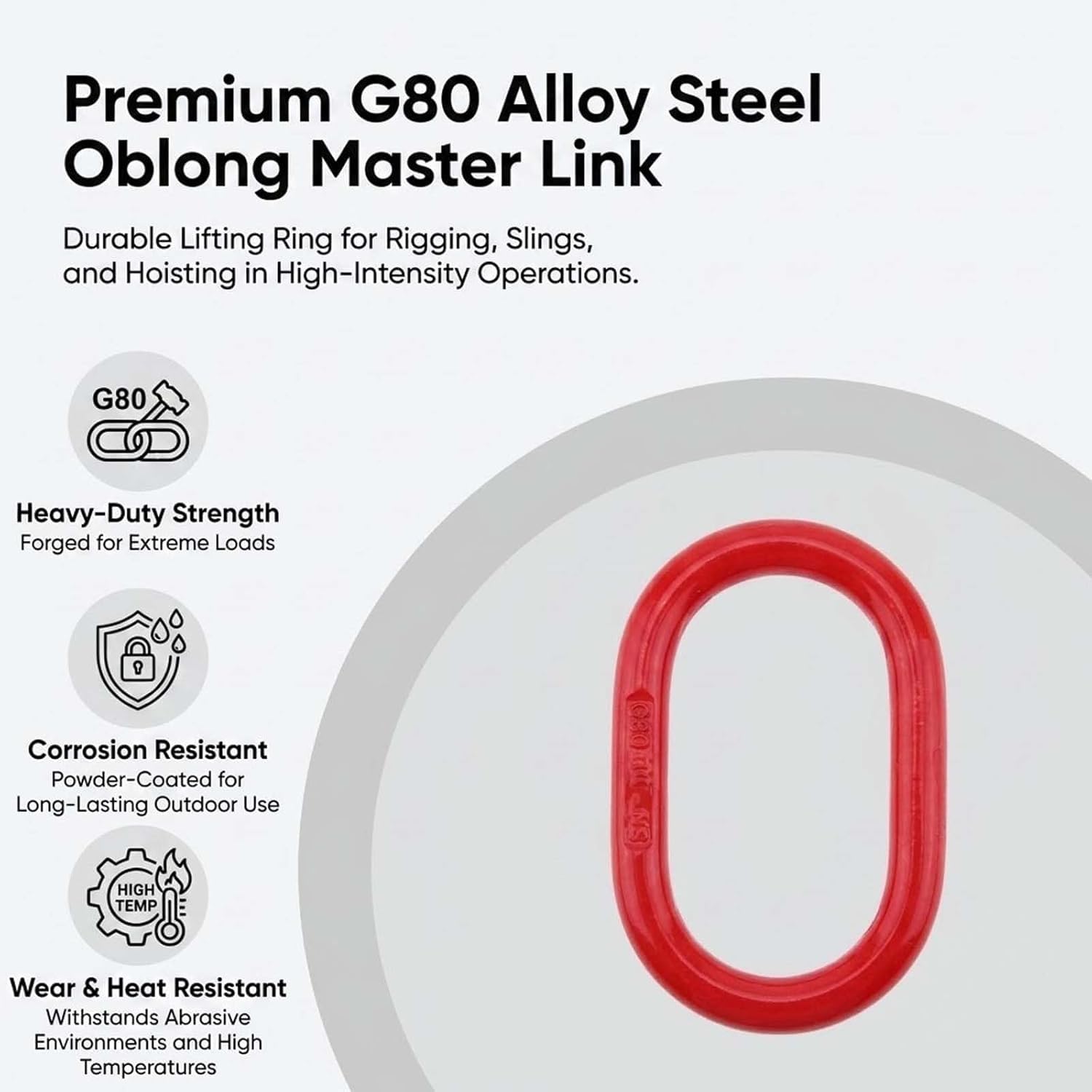 Enlace maestro oblongo G80, paquete de 2, 6613 libras, rojo, aparejo(4.7T=10362 lbs)