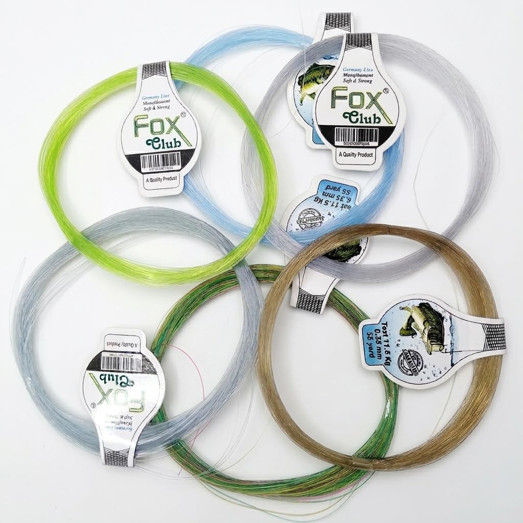Fox Club Mix-Color Monofilament Fishing Line (Pack of 6) – 0.35mm Diameter, 11.5kg Strength, 50m Length per Coil – Multicolor High-Strength Nylon Wire-image-10