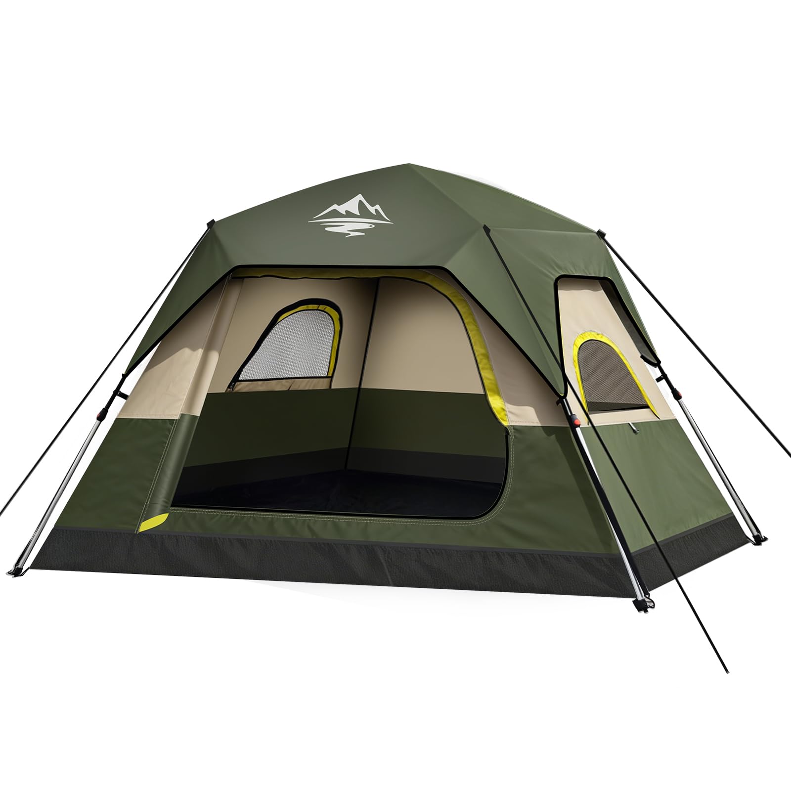 Zelt 2/3/4 Personen Campingzelt Pop Up - 40s Automatik Schnellaufbau 2-4 Mann Zelte Wasserdicht 3500mm & Winddicht, Doppelwand Kuppelzelt mit Regenschutz, Wurfzelt Zelt für Camping, Wandern & Trekking