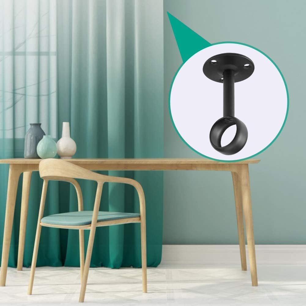 4 Pezzi Staffa di Montaggio a Soffitto, Supporti per Aste per Tende, Staffe per Tende Armadio, con 12 Viti e 12 Tubi di Espansione, per Appendere Traverse da 25 mm, Nero