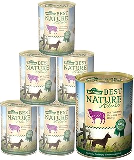 Dehner Best Nature Hundefutter, Nassfutter getreidefrei, für ausgewachsene Hunde, Lamm / Kartoffeln / Petersilie, 6 x 400 g Dose (2.4 kg) product image