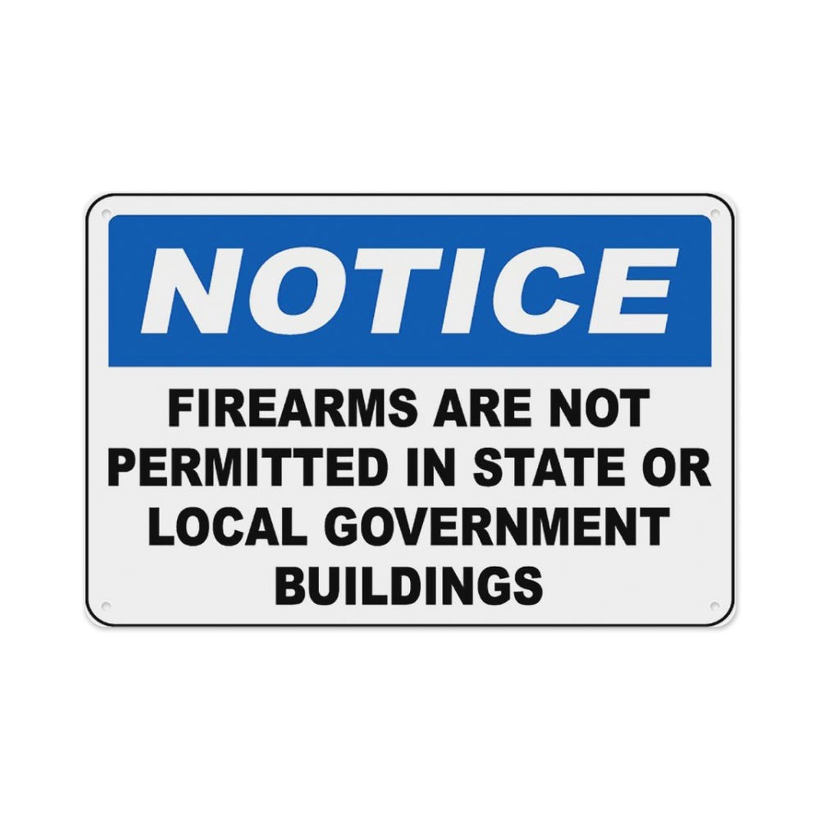 peiyeety Firearms ArePermitted In Government Buildings Sign Aluminum Tin Warning Signs For Home Outdoor Garden 12X16 Inches