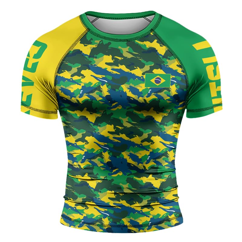 FORMONIES POD Patriot BJJ Jiu Jitsu Rash Guard for Men Short Sleeve Baselayer Compression Tops No Gi MMA Grappling2