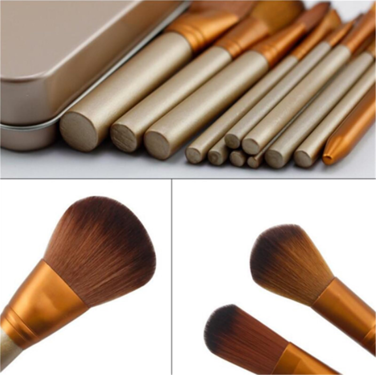 Brocha Base Maquillaje Juego De 12 Brochas De Maquillaje Con Estuche De Hierro For Brochas De Maquillaje De Contorno De Ojos Y Rostro Brocha Maquillaje Fluido