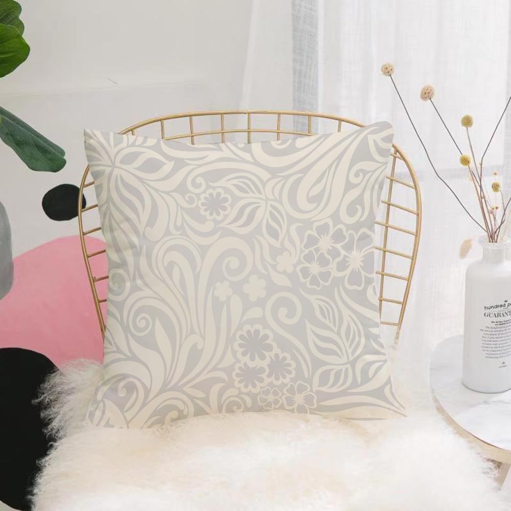 HYOSXW Cushion Cover,Throw Pillow Case Home Decorative for Living Room Bedroom Sofa Chair 16X16 Inch,Decorative graphic curly background with flowers and leaves,Pillowcase 40X40cm