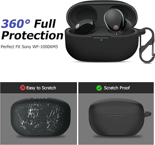 Miniatura 3 de Funda compatible con Sony WF-1000XM5, funda protectora de silicona para auriculares inalámbricos Sony XM5, LED frontal visible (negro)
