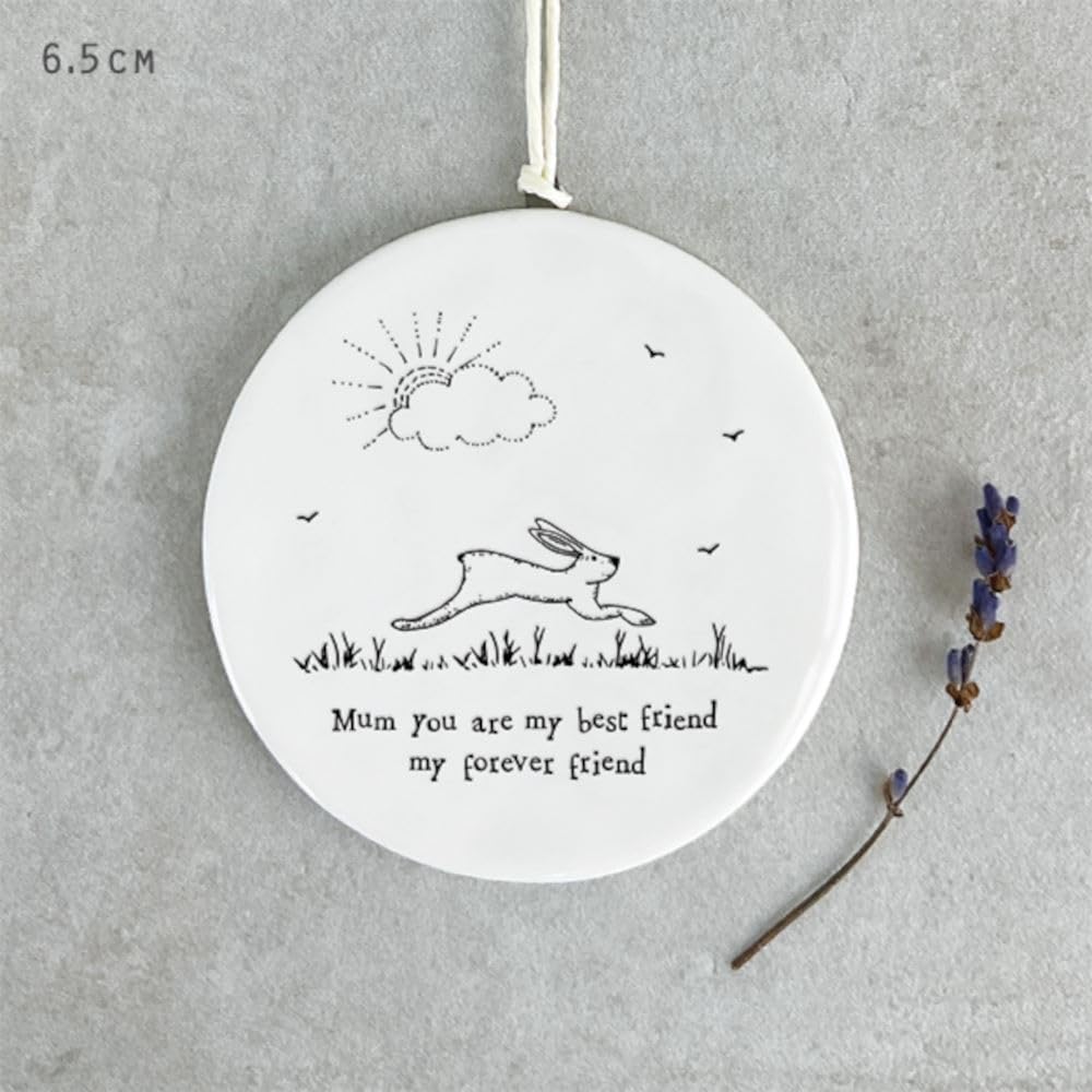 East Of India White Porcelain Bunny Hanger Mum You Are My Best Friend My Forever Friend Mothers Day Keepsake