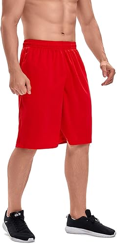 Miniatura 2 de LEAO Pantalones cortos de baloncesto para hombre con bolsillos con cremallera, secado rápido, holgados, pantalones cortos de entrenamiento para