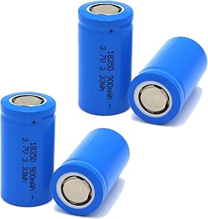 18350 Rechargeable Battery, 4Pcs 3.7V 900mah Flat Top Lithium Battery for LED Flashlight Torch,Headlamp,Mini Fans etc