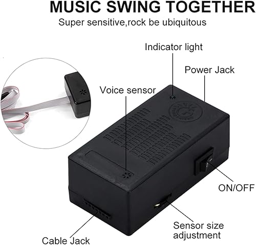 Miniatura 4 de WONFAST Sonido Música Sensor Activado por Beat Car Sticker Equalizer Glow Rhythm LED Flash Light Audio Voice Rhythm Lamp,17.7x4.3 in (Multicolor)