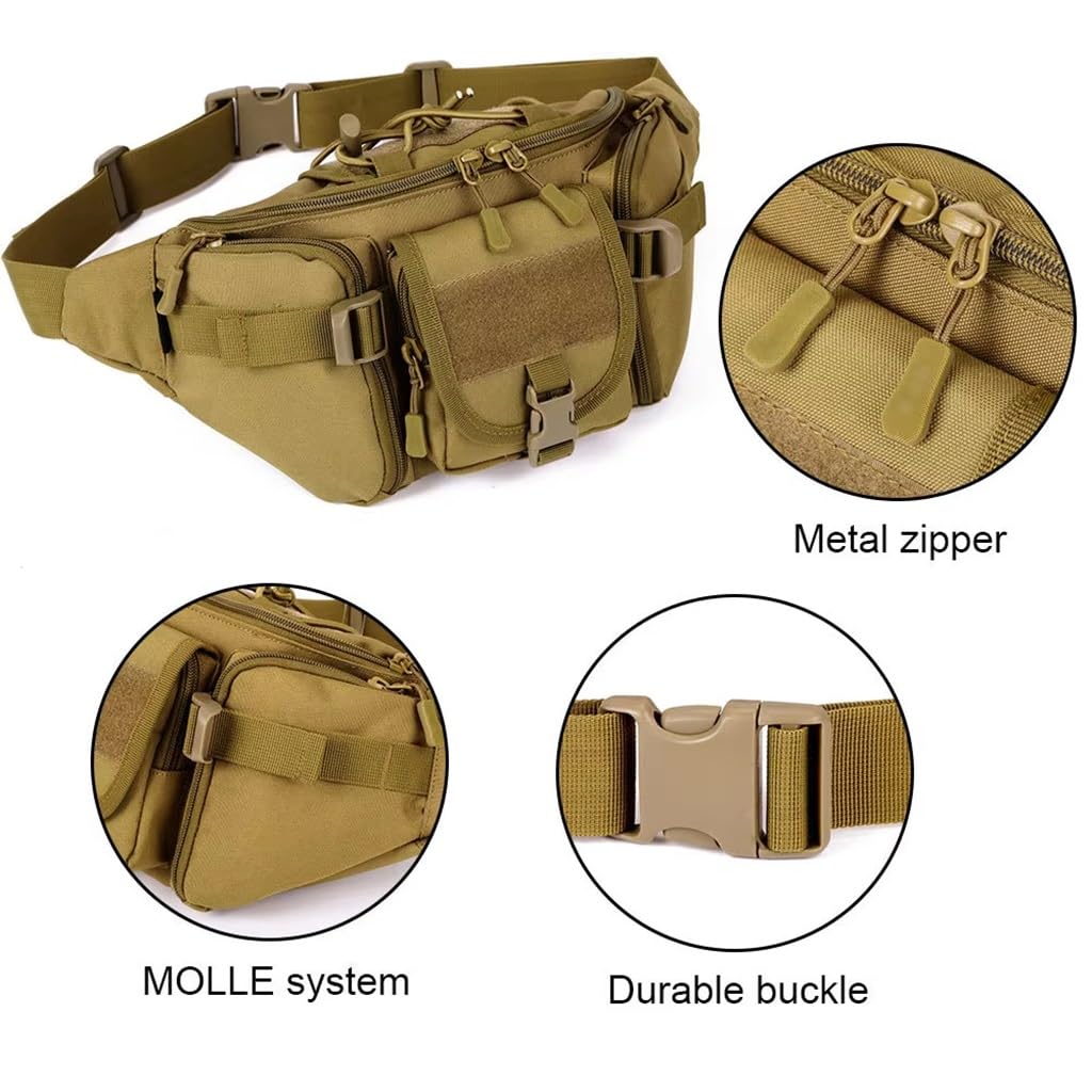 WLXW Borsa Arrampicata Tattica Borsa Campeggio Sistema Molle Borsa Cintura Impermeabile Tracolla Singola per Pesca Sport Ciclismo Softair Outdoor(JD)