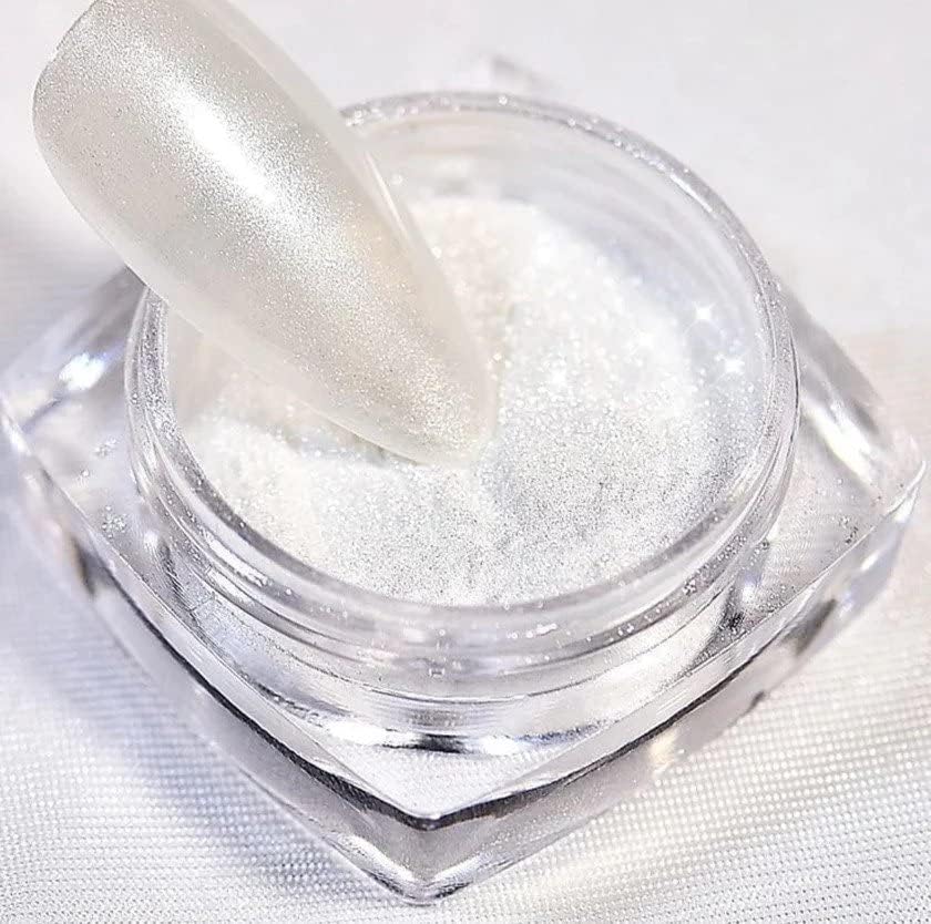 Miniatura 4 de Cre8tion - Polvo mágico de uñas cromado y perla blanca para arte de uñas, purpurina cromada en polvo brillante, uso profesional en salones, color