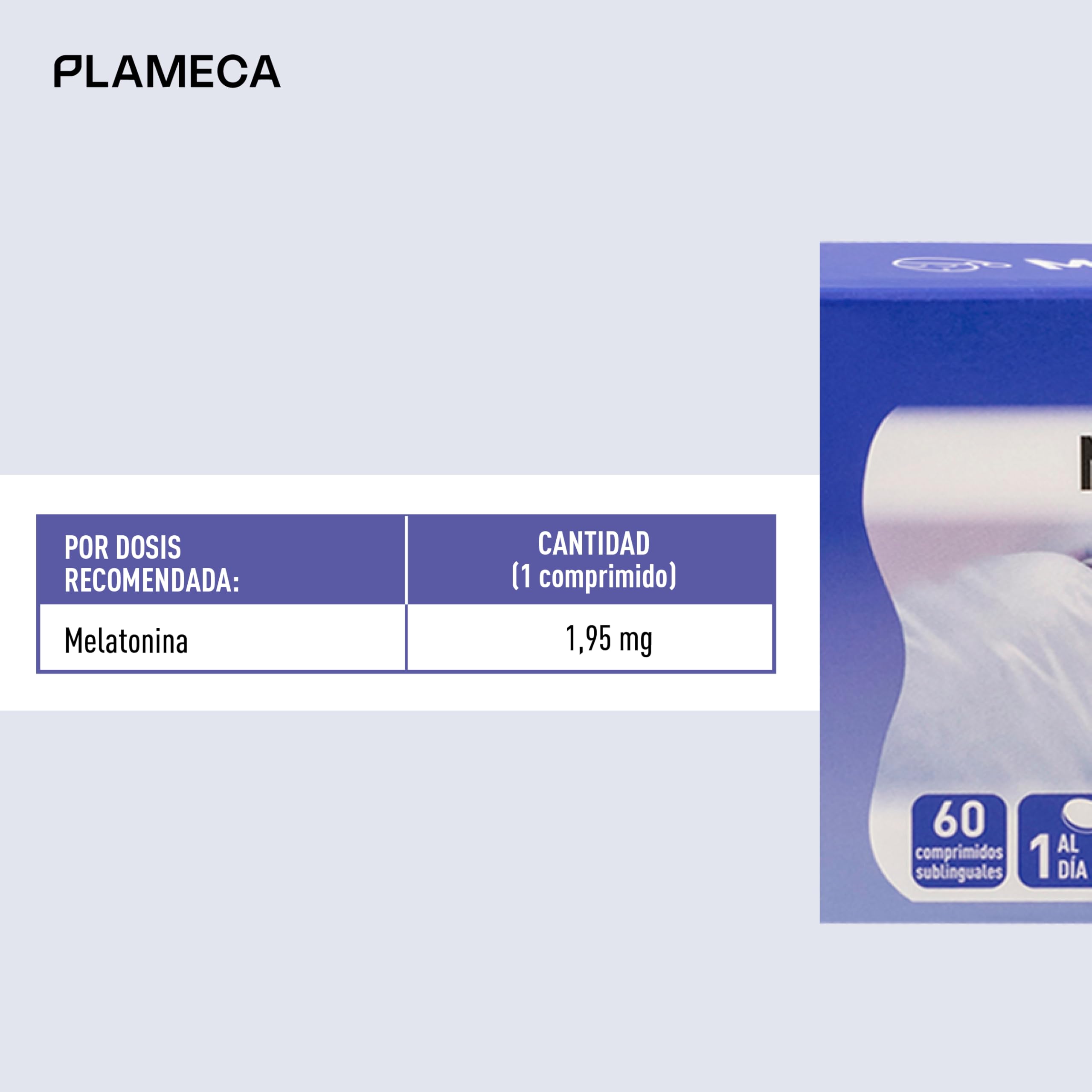 PLAMECA Melanoctina ¡A dormir en un plis!, Melatonina Pura de Rápida Absorción (60 Comprimidos Sublinguales)