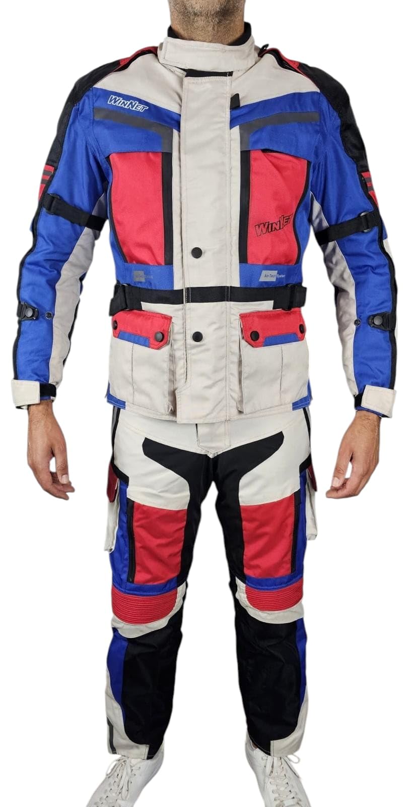 WinNet Completo tuta moto in cordura giacca e pantaloni per turismo