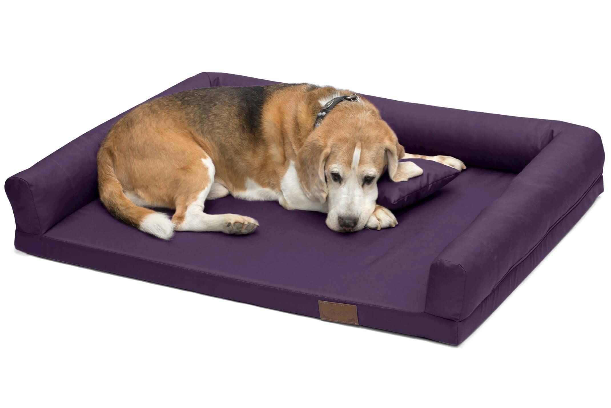 Juelle Cama Ortopédica para Perros Grandes, Colchón Ergonómico con Laterales para Perros Grandes, Funda Extraíble, Lavable a máquina, Lucky 2XL (Tamaño: XXL - 145 x 105 cm, Púrpura Oscuro)