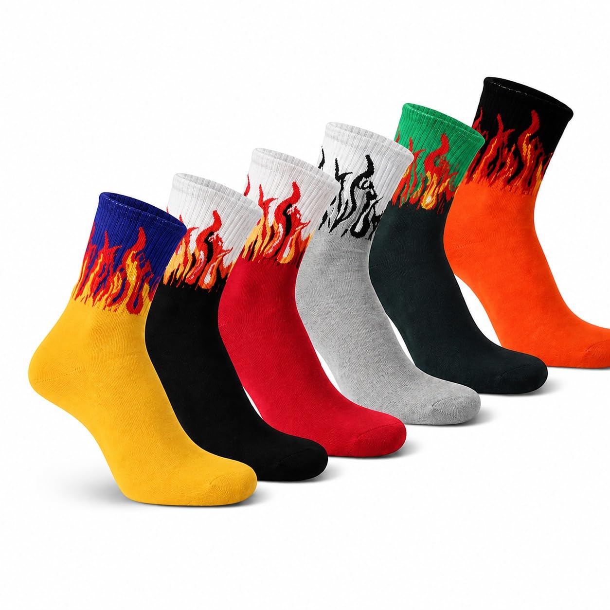 Unisex Flame Design Cotton Socks Multicolor |Mid Calf Socks for Men Women Trendy Streetwear Casual Fashion Socks-image-40
