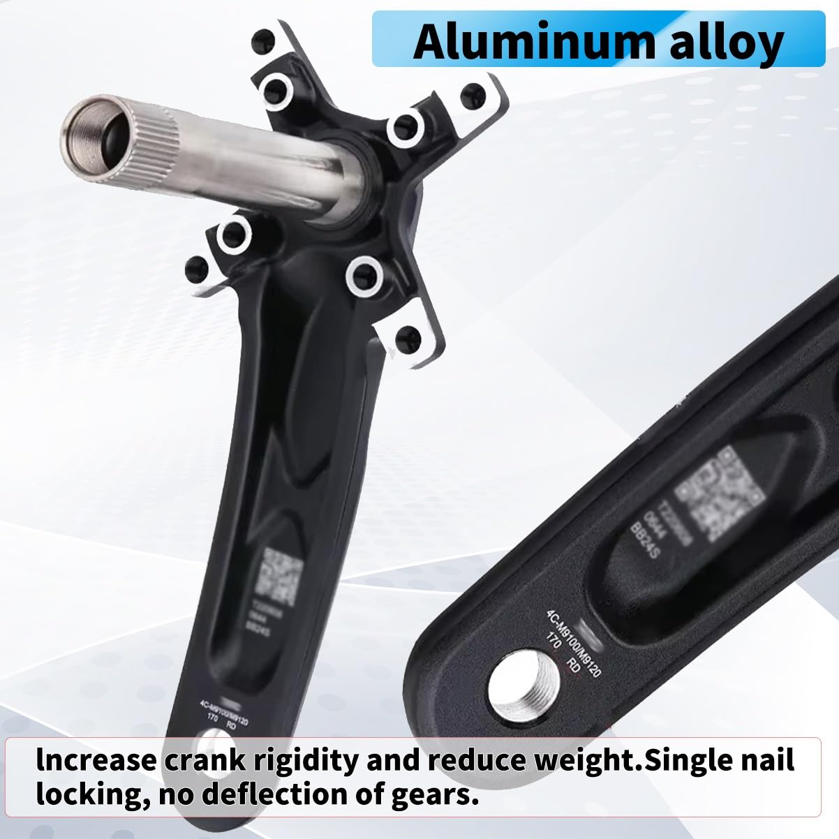 Guarnitura da 170mm/175mm 104/64 con Ingranaggi Ovali da 32T/34T/36T/38T Integrato Cavo Set di Pedivelle in Lega di Alluminio per Bicicletta da Montagna con BB(170mm,38T)