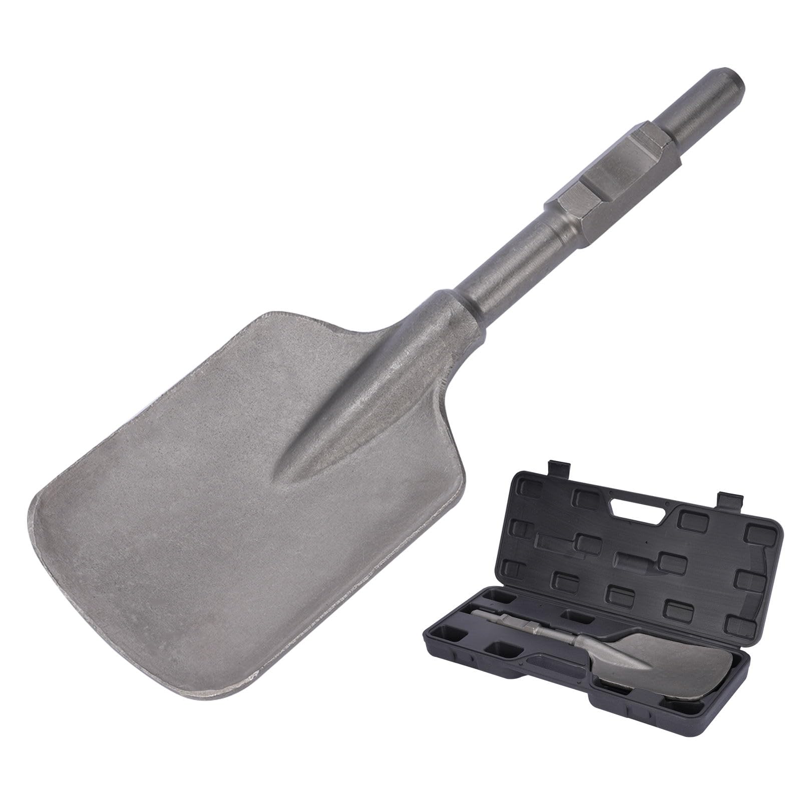 136 x 440 mm SDS HEX Scalpello a pala 30 mm largo HEX scalpello asfalto, attacco acciaio 40CR argilla con scatola di immagazzinaggio per 65 A 95 A 115 A
