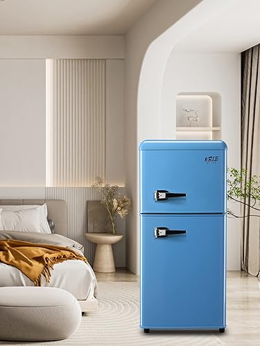 Miniatura 6 de KRIB BLING Refrigeradores compactos con congelador en la parte superior, mini refrigerador con termostato ajustable de 7 niveles, refrigerador