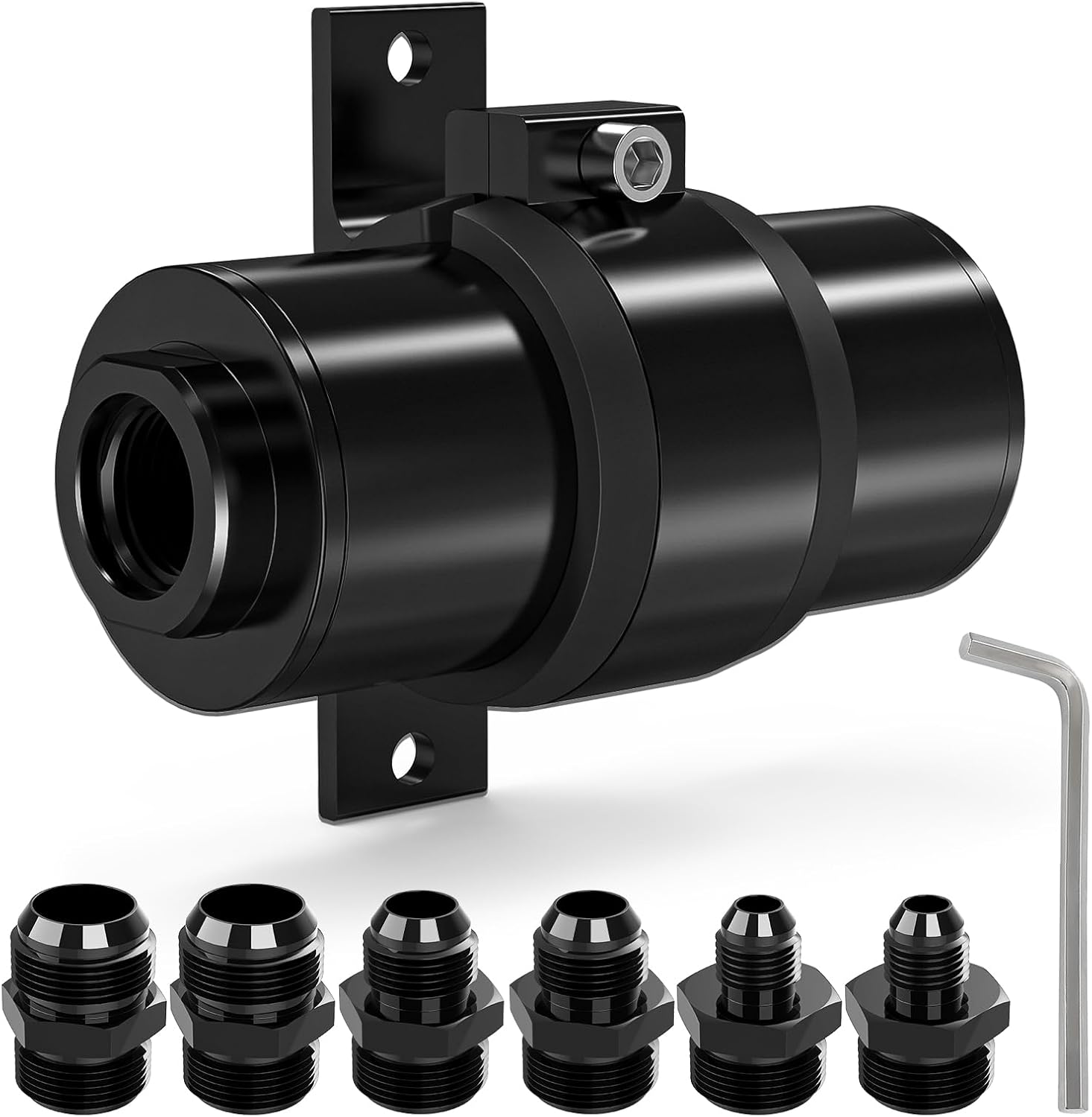 Premium 10 Micron Inline Fuel Filter with 6AN 8AN 10AN Adapters & Universal 50MM Clamp - High Flow Universal Fit for Automotive, Racing and Performance Fuel Systems