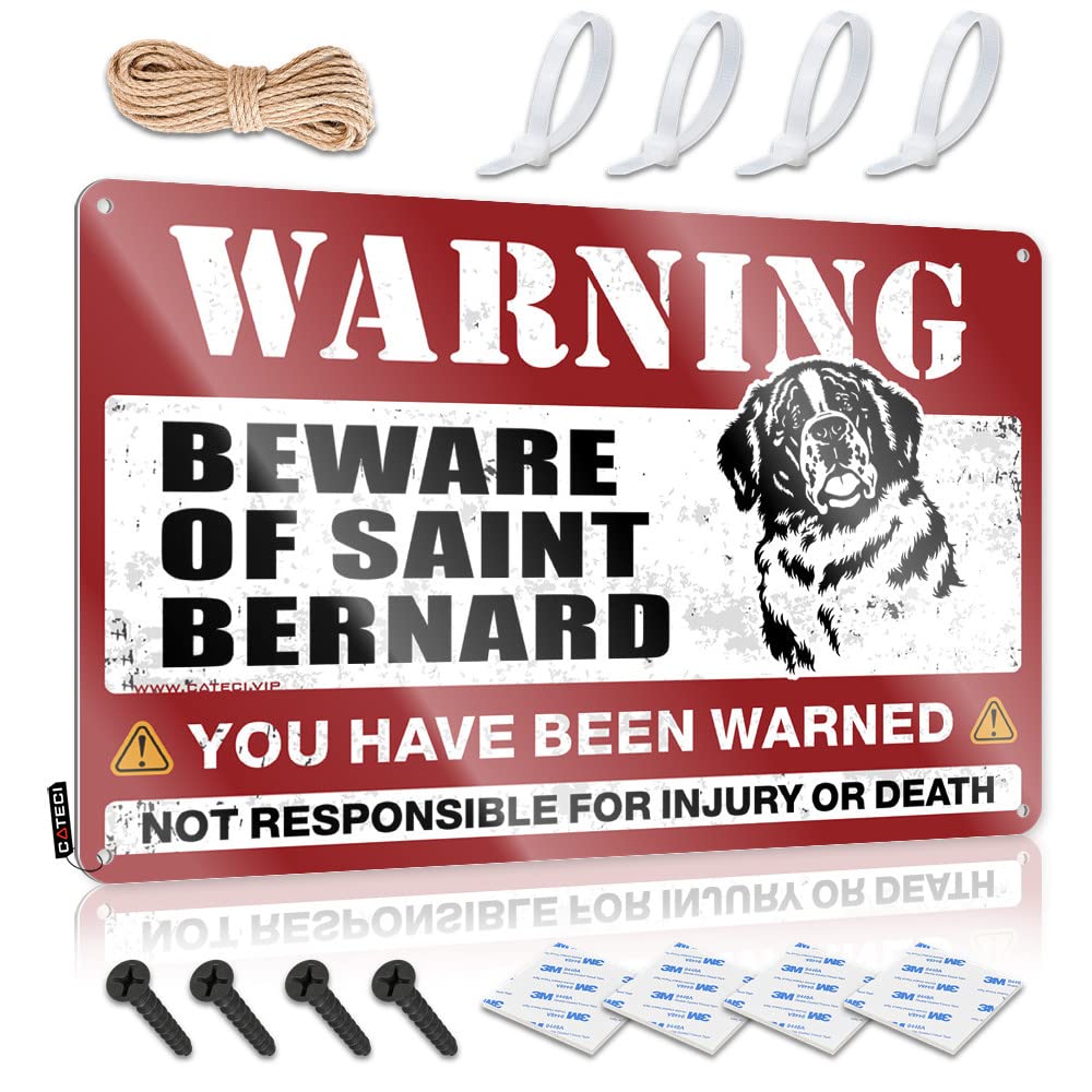 Personalized Metal Signs For Outdoors Beware Of Saint Bernard Tin Sign Bar Signs For Home Bar Funny Funny Sign Decor(20X30CM)