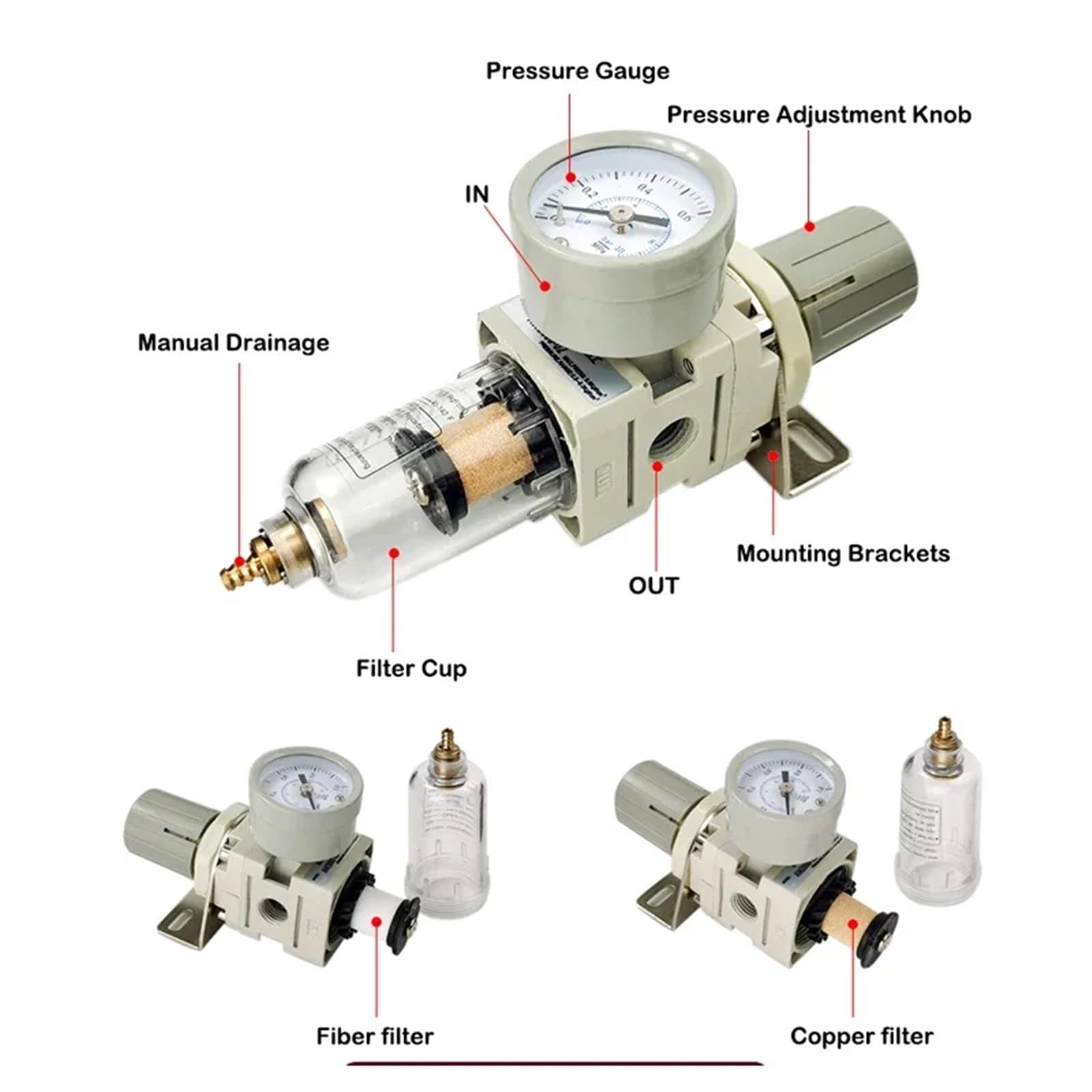 AW2000-02 sprężarka pneumatyczna filtr powietrza oczyszczanie filtry regulator ciśnienia separator oleju(AW2000-02 F PC12-02)