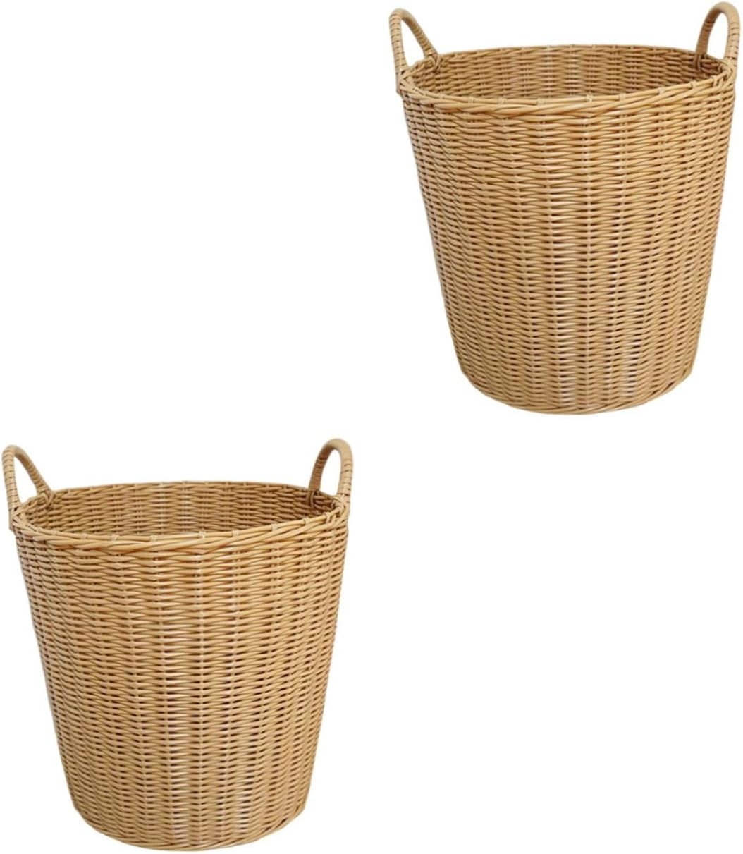 PRETYZOOM 2pcs Portable Laundry Basket Woven Storage Basket for Dirty Clothes Toys Diapers Lightweight Easy to Clean for Home Student Use Compact