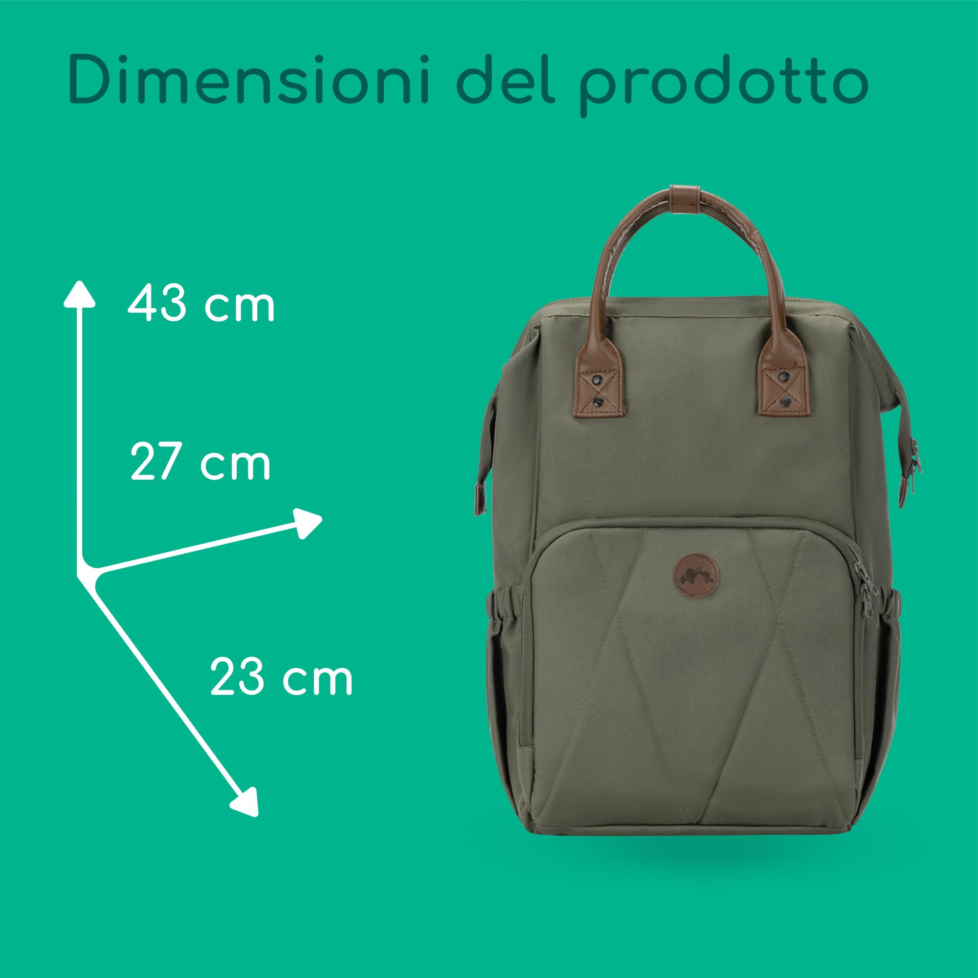 Bebeconfort Zaino Fasciatoio Neonato, Fasciatoio Portatile, Mineral Green