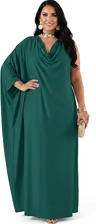 KOH KOH Women's Long Cowl Neck Flowy Grecian Goddess Cape Sleeve Maxi Dress