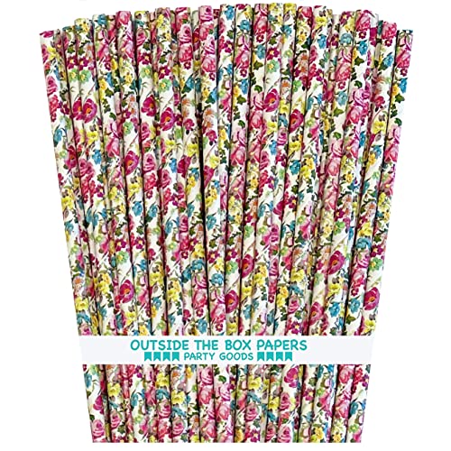 Pitillos de papel floral, 7.75 pulgadas, 100 unidades miniatura 1