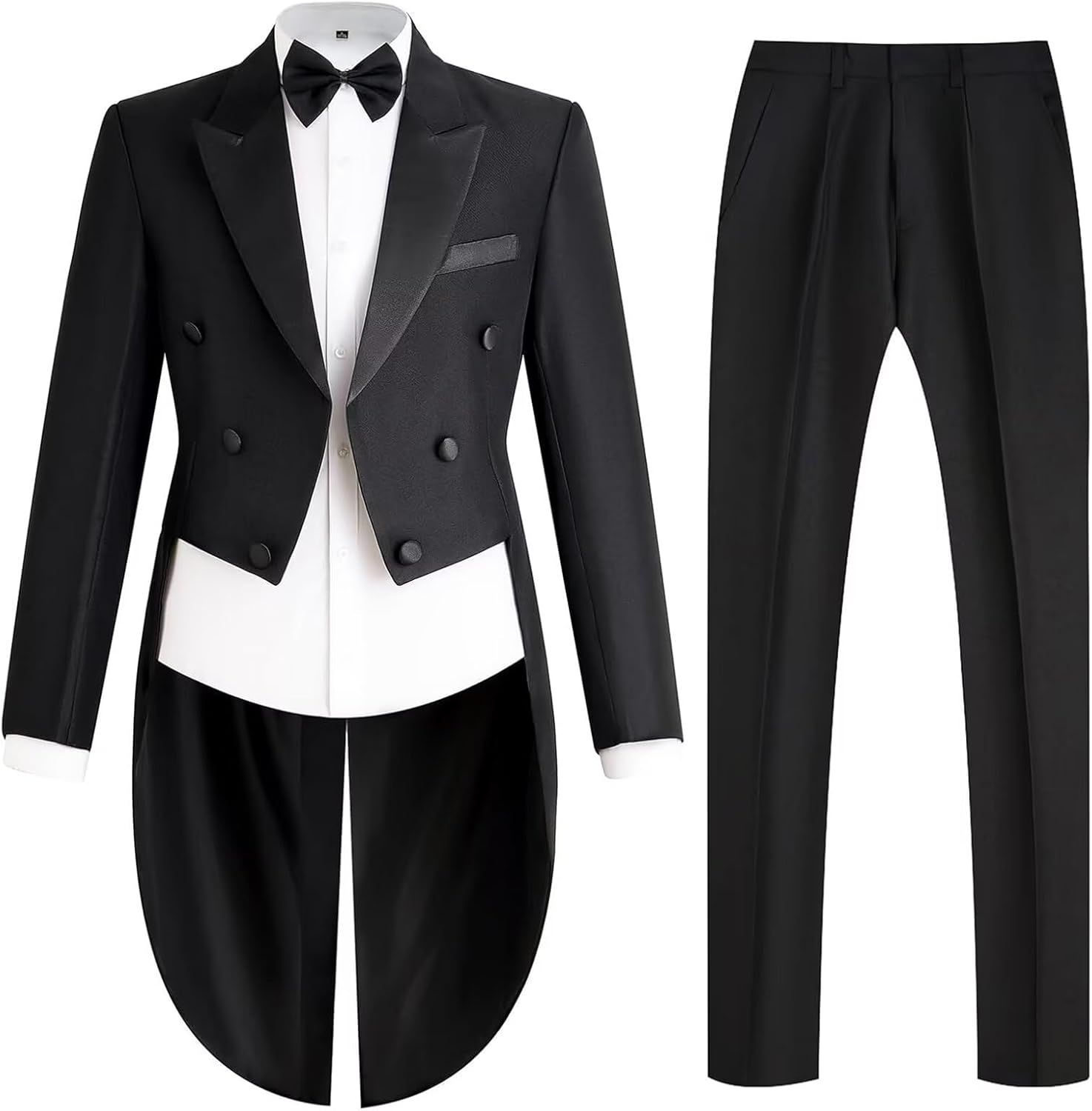 Boys Tailcoat Suit Jacket Tuxedo 2 Pieces Formal Suits for Boys Double Breast Swallow Tail Wedding Dress Coat Pants
