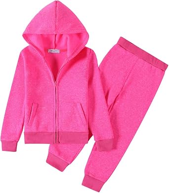 Monvecle Little to Big Girls Full Zip Hoodie Tracksuit Sweatshirt Top + Elastic Band Sweatpant Jogger Sets