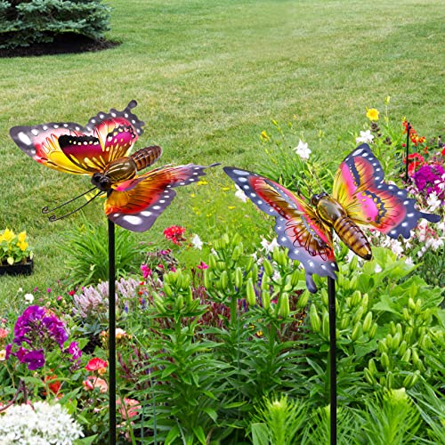 Solar Butterfly Outdoor Garden Lights, Large 41" Metal Art Decor Statue Figurine, Solar Decorative Stake Lights, Gardening Gifts For Mom Women, Decorations For Landscape Patio Yard Walkway Pathway #TOP7
