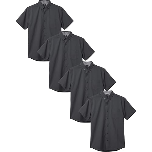 Visive Mens Shirts Multi Packs Short Sleeve Button Down Dress Shirts Solid Color Big and Tall