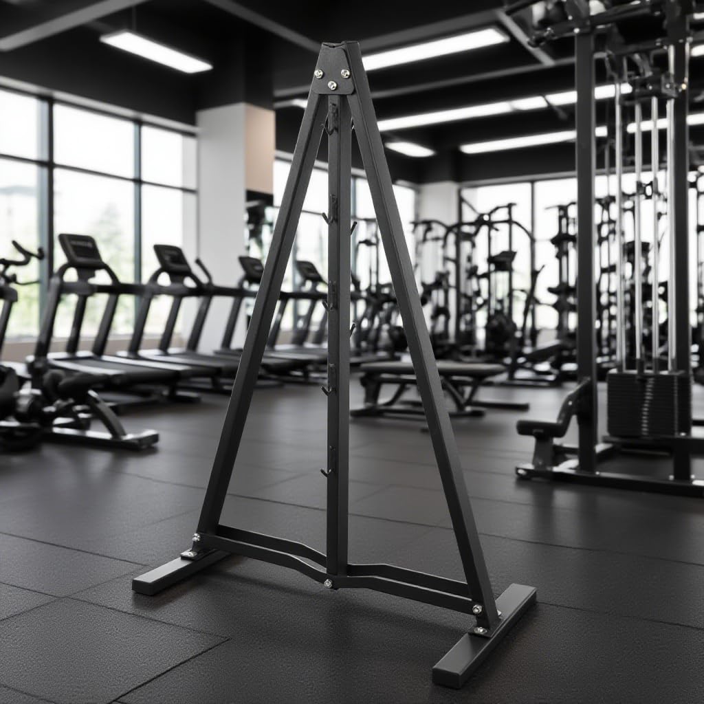 ALLINLIFE Soporte para Agarraderas de Polea con 10 Ganchos, Rack de Almacenamiento Ajustable para Mangos de Gimnasio, Organizador Compacto de Accesorios de Máquinas de Polea, Carga 100 kg