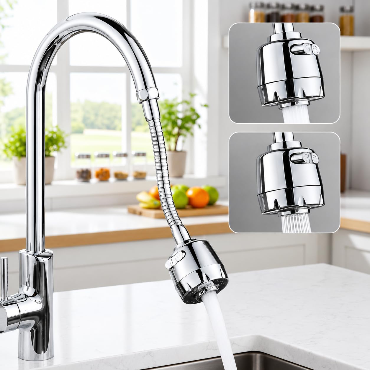 Tap Extension For Kitchen Sink | Flexible Filter For Sink Tap For Kitchen Basin | Faucet Extender For Taps With Universal Connector | 360 Rotatable Mode Anti Splash Nozzle | Kitchen Accessories.-image-25