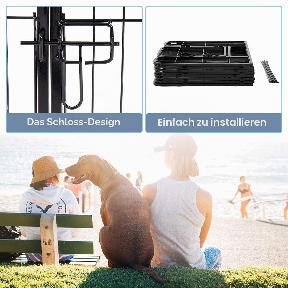 Laufgitter für Hunde, Metall, für Welpen, Nager, Kaninchen, Laufstall, faltbar, aus Metall, für Hunde und Haustiere, mit Tür (80 x 60 cm (8 Stück))