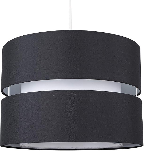 MiniSun Modern Large 2 Tier Black & White Cylinder Ceiling Pendant Light Shade - Complete with a 10w LED GLS Bulb [3000K Warm White]