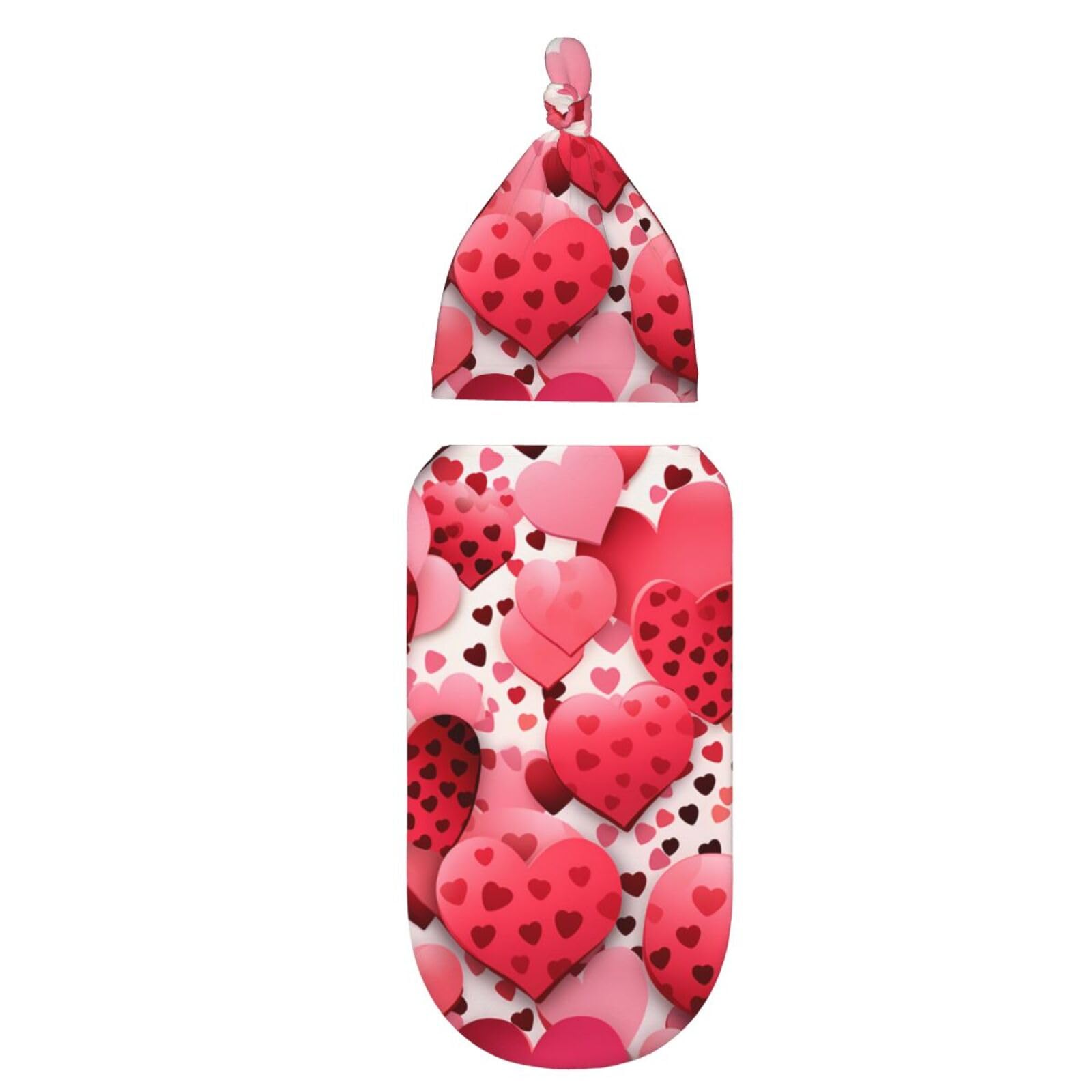 3D koc i czapka z motywem serca, zestaw dla noworodków, przytulna chusta dla niemowląt, malucha, komfort, 29 x 53 cm