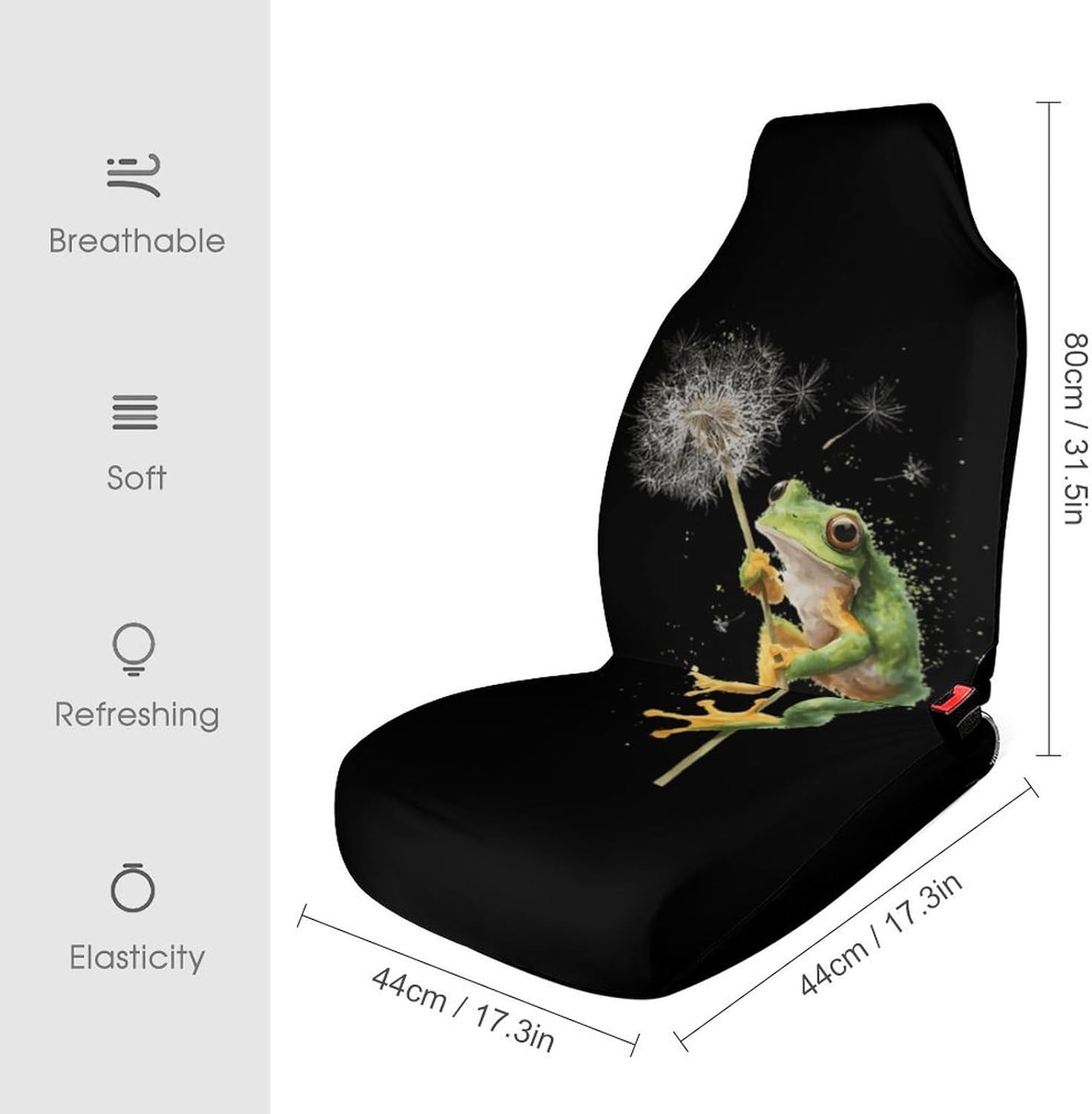 Tree Frog Swinging On Dandelion Car Seat Protector Front Seats Universal Fit Automotive Accessories