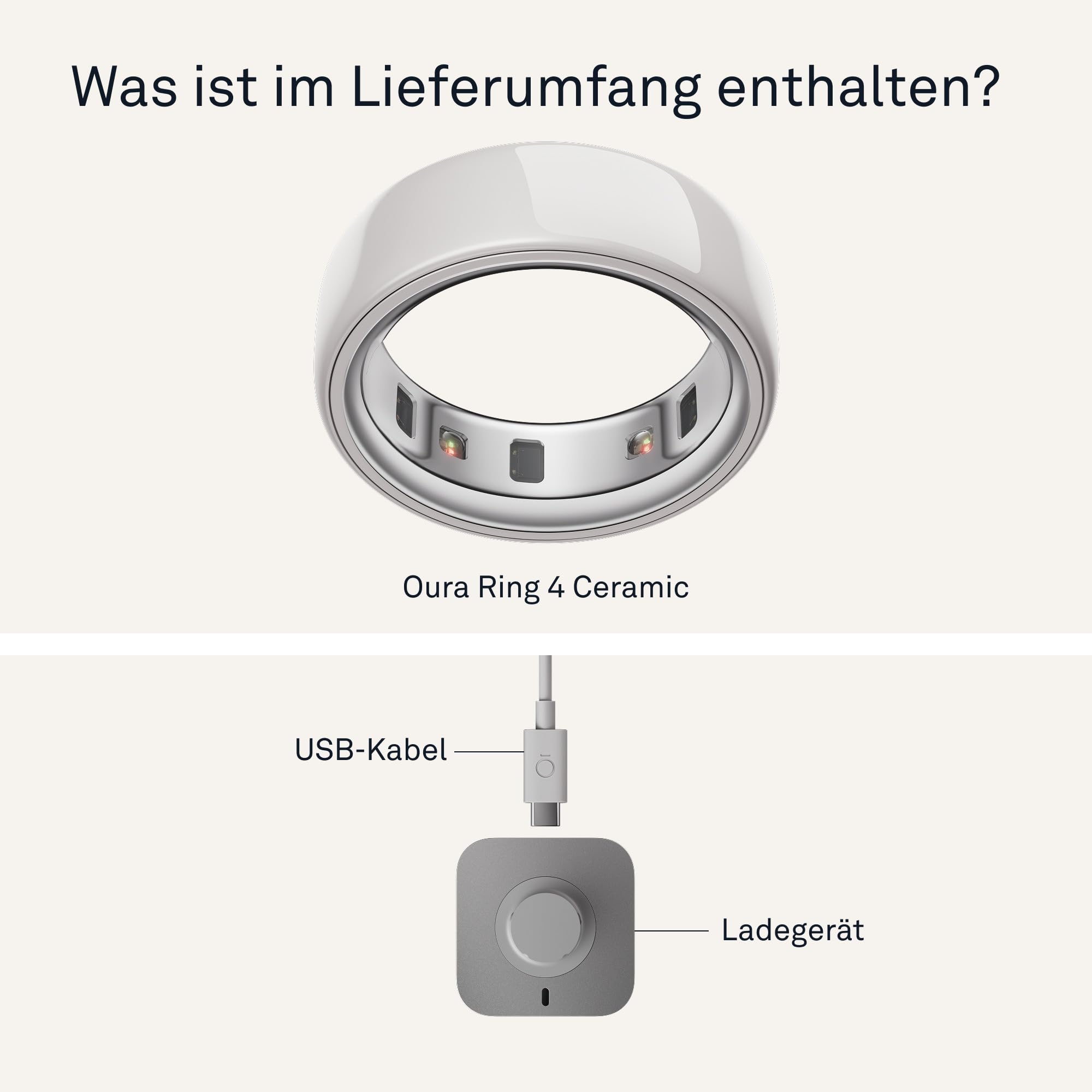 Oura Ring 4 Ceramic – Cloud – Größe 10 – Smart Ring – Bestimme Deine Größe vor dem Kauf