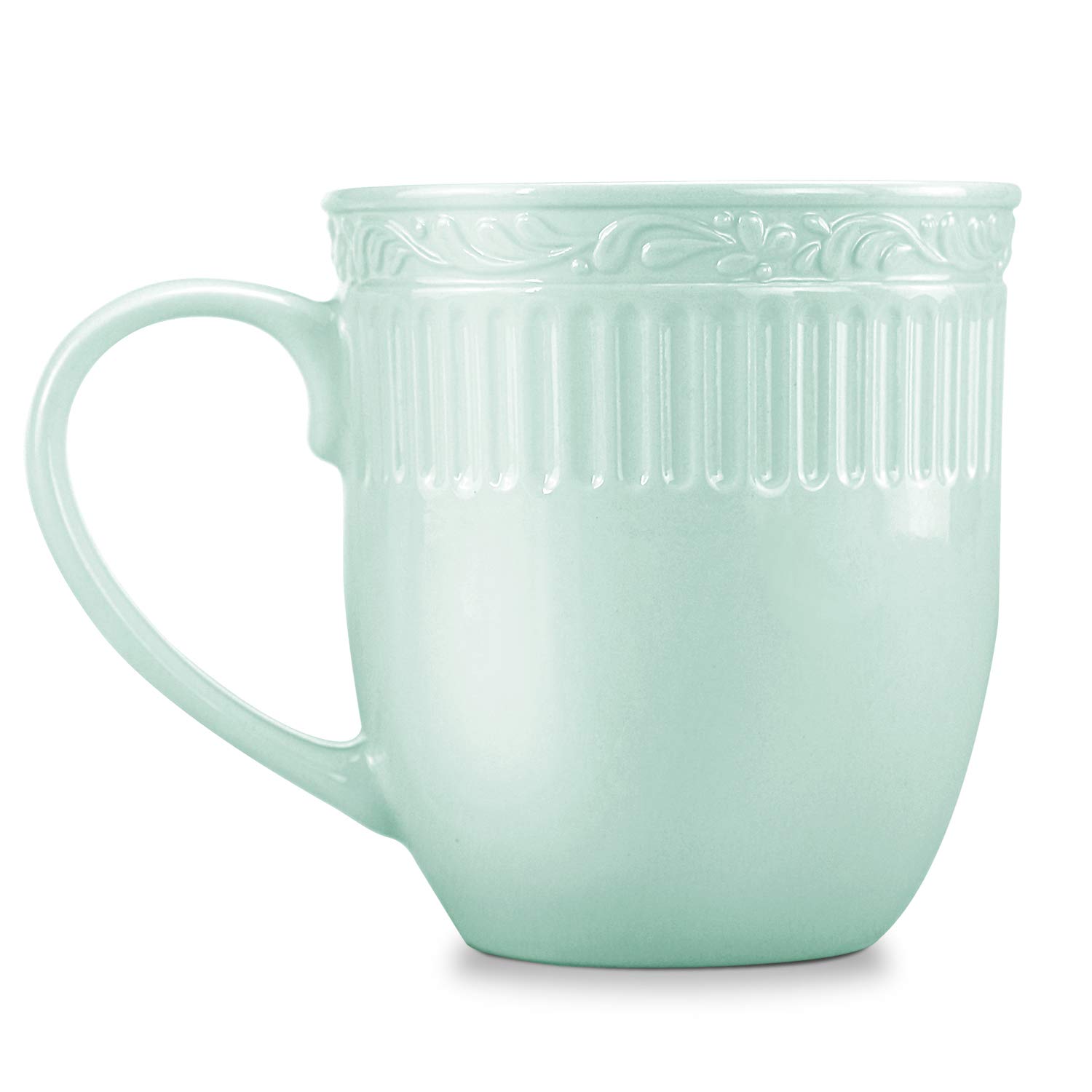STAR MOON Ceramic Coffee Mug Tea Cup Roman Retro Style for Office and Home, Volume 460ml / 15.56 oz, Dishwasher, Microwave＆Disinfection Cabinet Safe -Light Green (Set of 2)